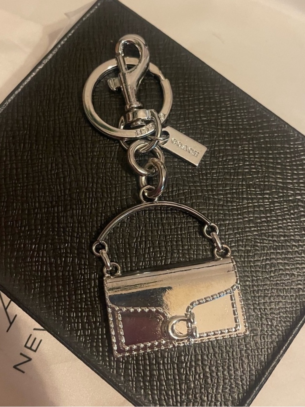 Coach Silver-Tone Purse Charm Keychain